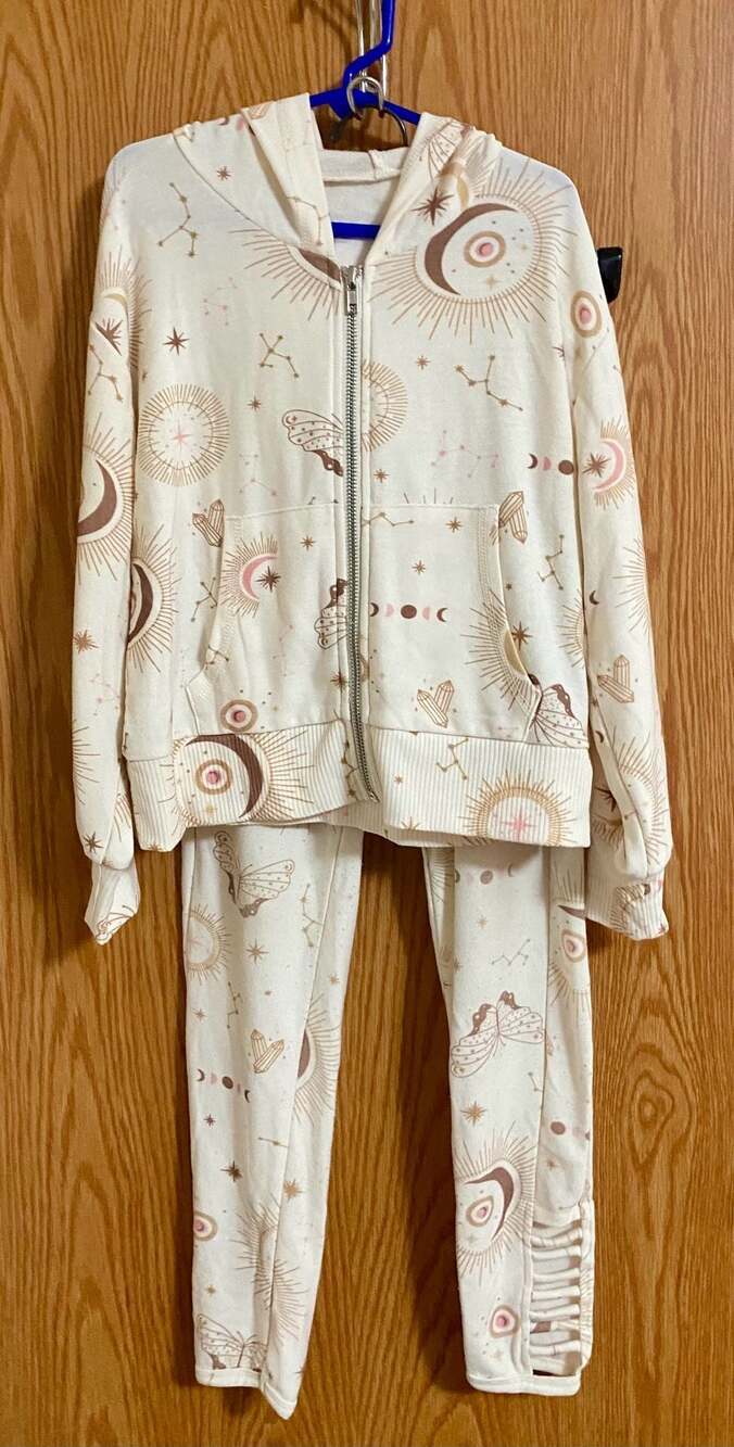 Chaser Kids Sun Moon Star Print Zip-Up Hoodie and Leggings Two-Piece Set